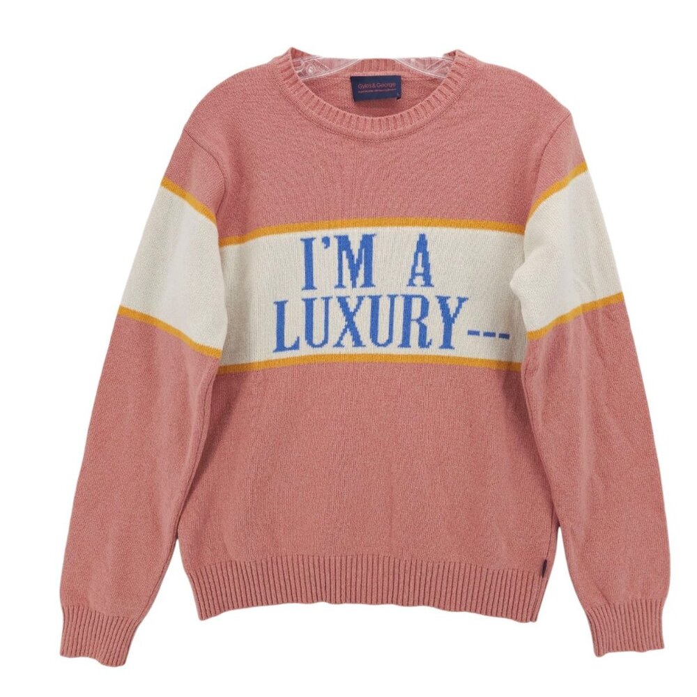 Rowing Blazers Pink and White Crew Neck Sweater